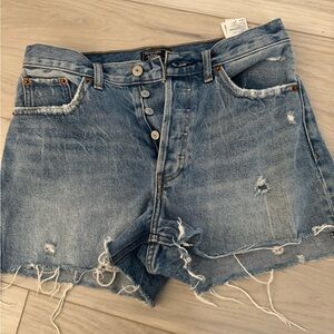 Abercrombie & Fitch Blue Jean Shorts Distressed Frayed Hem